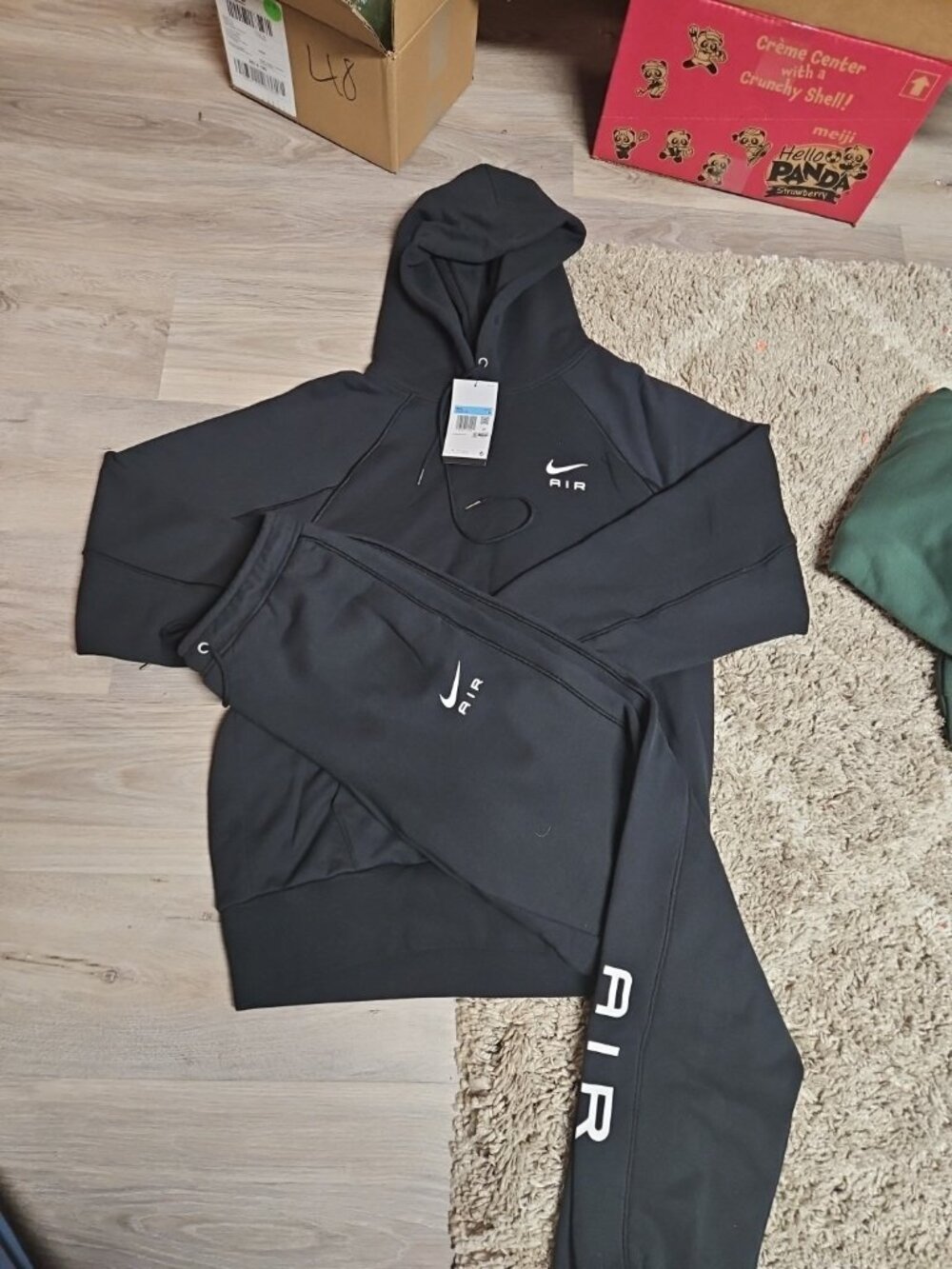 NIKE Mens French Terry HOODIE And Pant Sets  Black Size M